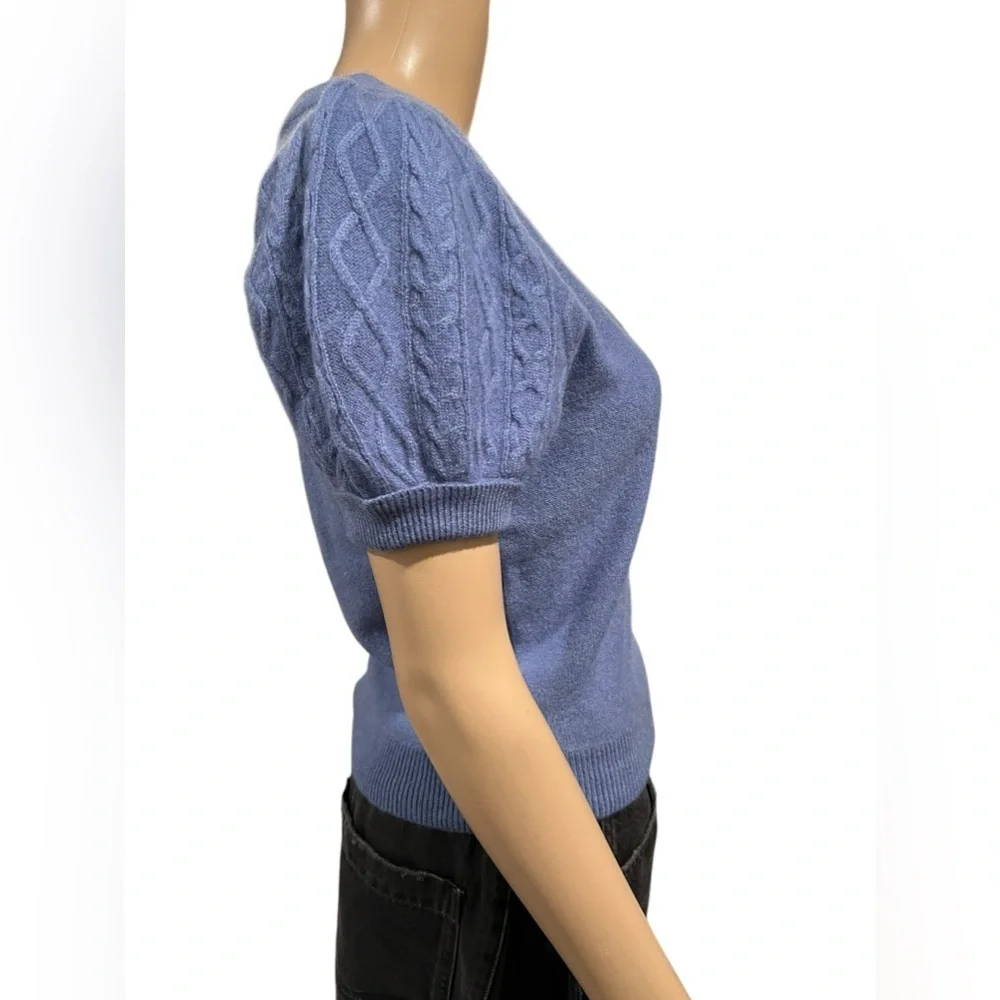 Free People Shirt Womens Annabel 100% Cashmere V Neck Indigo Blue Size Small - Picture 5 of 10